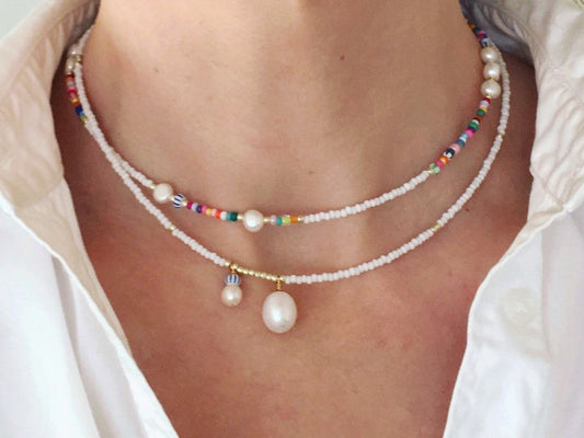 Golden pearl necklace