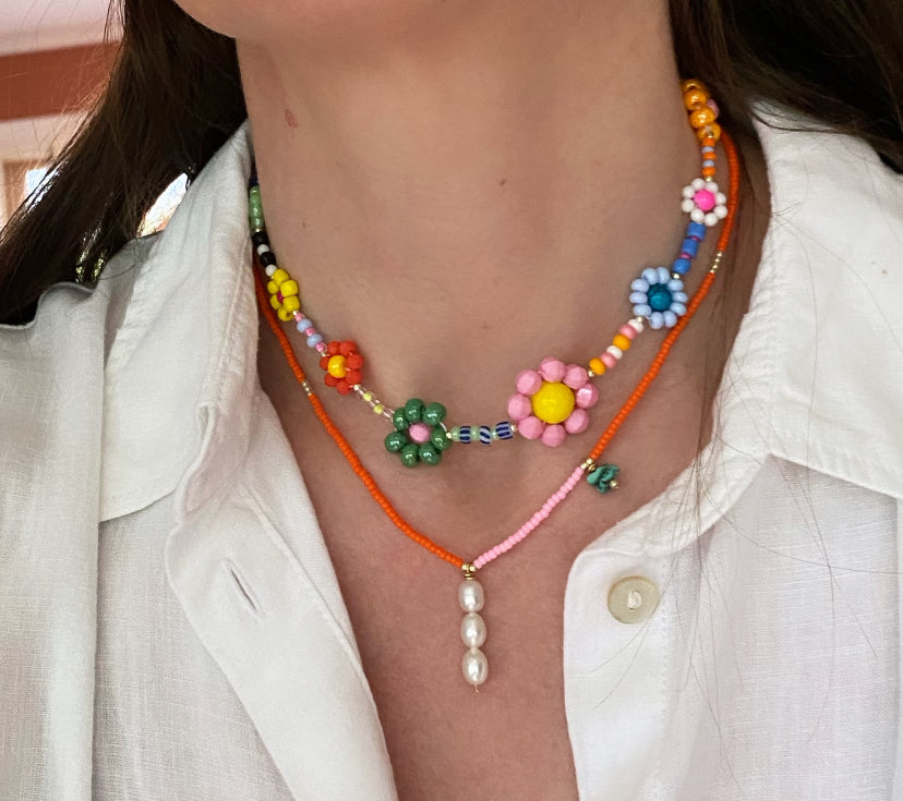 Sunset triple pearl necklace