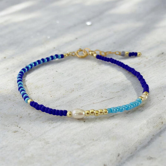 Blue sea pearl bracelet