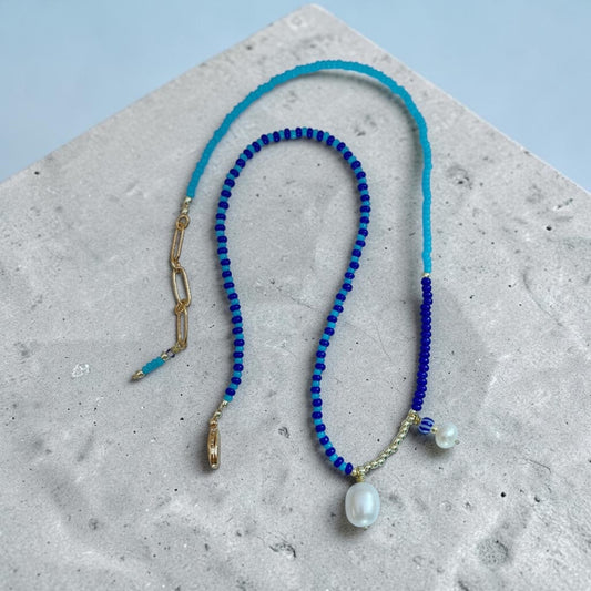 AZURE PEARL Necklace – Blue Beaded Pearl Necklace
