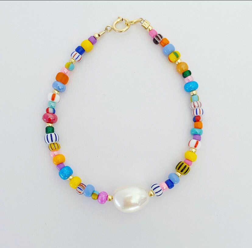 Single pearl bracelet colorful beads