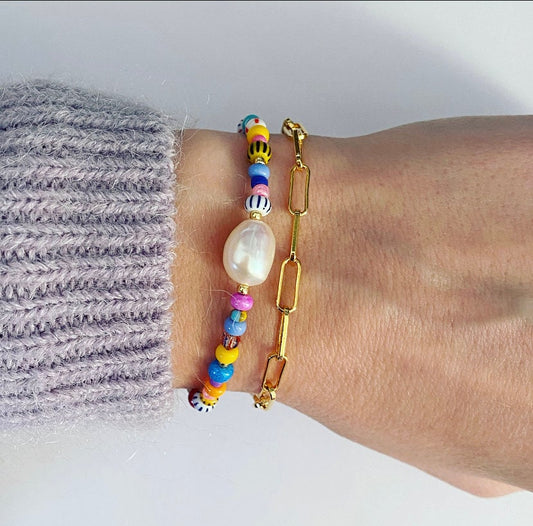 Single pearl bracelet colorful beads