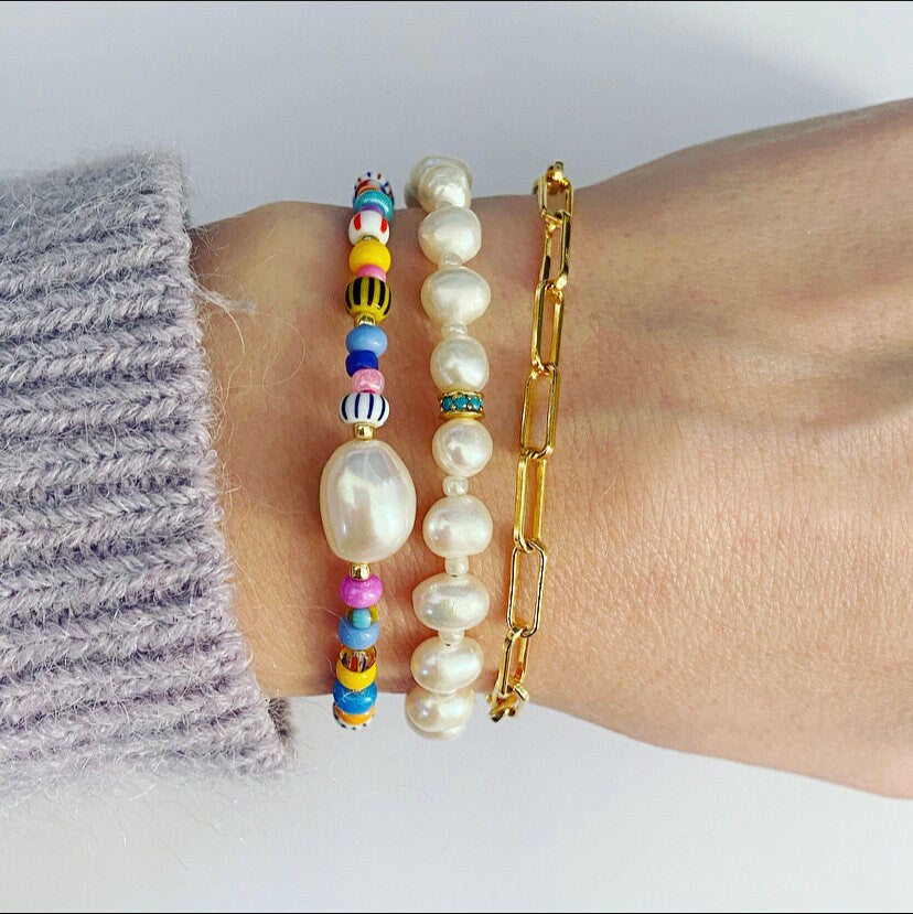 Single pearl bracelet colorful beads
